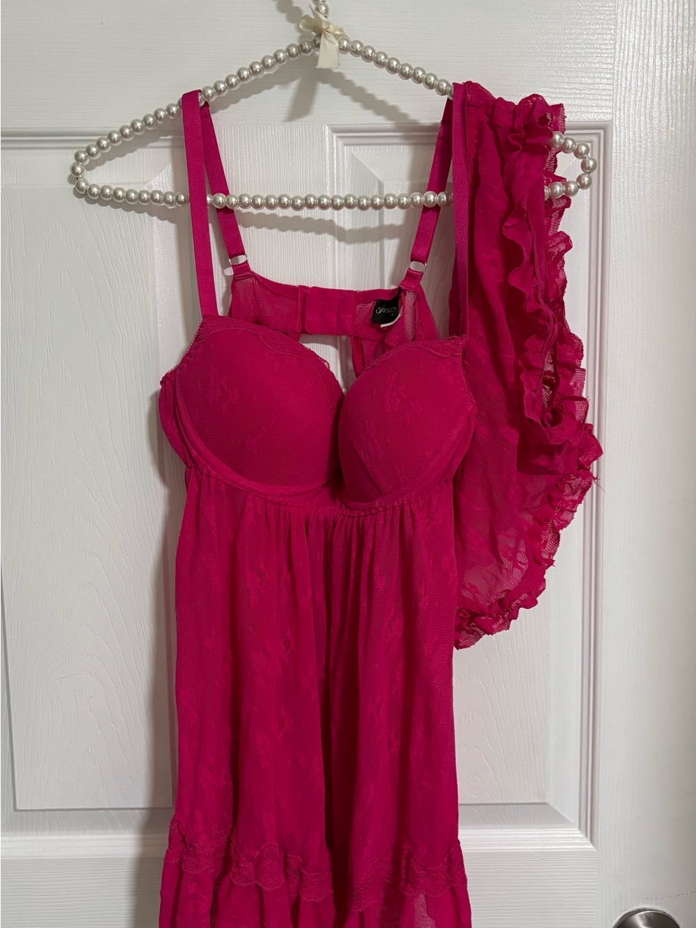 Hot Pink Babydoll with Ruffled Panties